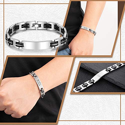 DaMei Pulsera para Hombre Brazalete de Acero Inoxidable y Silicona Regalo de San Valentín Grabado Nombre Personalizada de Identificación Joyería Mujeres (Forma H)