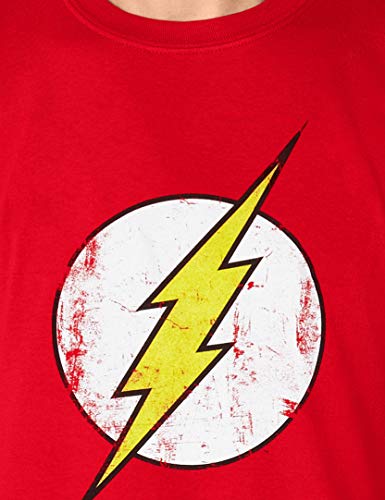 DC Comics - Camiseta de Flash con cuello redondo de manga corta para hombre, Rojo, Medium