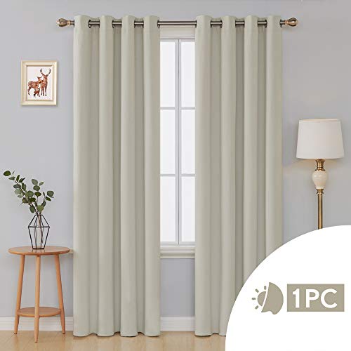 Deconovo Cortinas Opacas Térmicas Aislantes Frío y Calor de Salón Moderna 1 Pieza con Ojales 140 x 260 cm Beige Claro