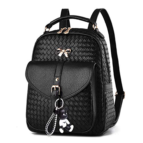 DEERWORD Para mujer Bolsos mochila Bolsos bandolera Carteras de mano Mochila escolar Bolsa para portátil Cuero Fekete V2