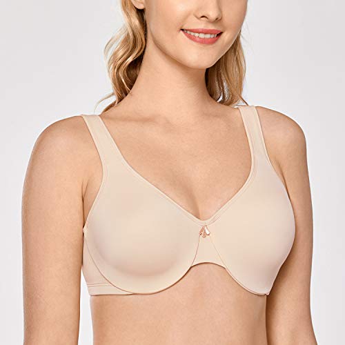 DELIMIRA - Sujetador Reductor Copa Completa con Aros Minimizador para Mujer Beige 100E