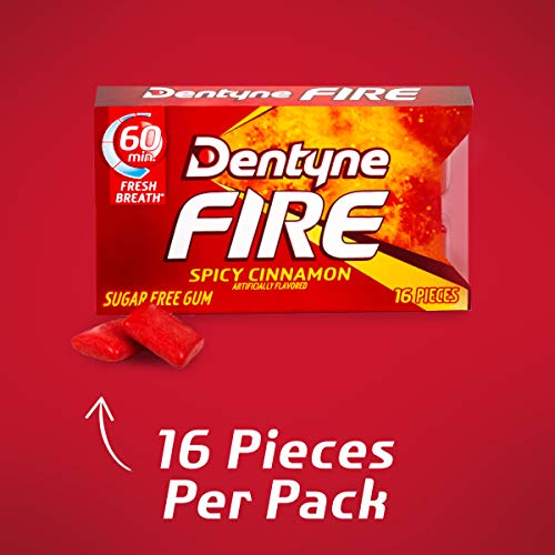 Dentyne Fire Sugar-Free Gum (Spicy Cinnamon, 16 Piece, Pack of 9)