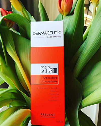 Dermaceutic C25 Cream - Crema antioxidante de día con vitamina C, vitamina E, vitamina B5, vitamina E y polifenoles - Humectante y protector facial que mejora el cutis e ilumina la piel - 30 ml