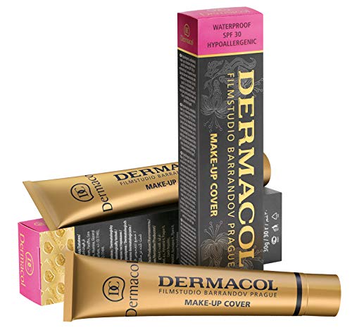 Dermacol DC Base Makeup Cover Total | Maquillaje Corrector Waterproof SPF 30 | Cubre Tatuajes, Cicatrices, Acné, Imperfecciones, Manchas en la Piel de la Cara y Cuerpo | Liquido - Mate Natural - 30g