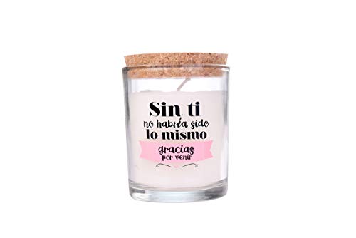 DISOK Vela Frases Gracias por Venir - Velas, velitas para Detalles, Regalos y Recuerdos para Bodas, Bautizos, Comuniones y Cumpleaños (Precio Unitario)