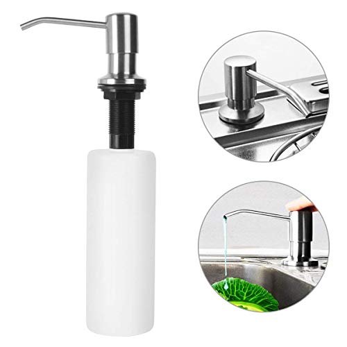 Dispensador de Jabón Manos para Cocina /Fregadero /encimera Ahorra Espacio Dosificador Jabon Cocina de Acero Inoxidable Botella de Plástico 500ML