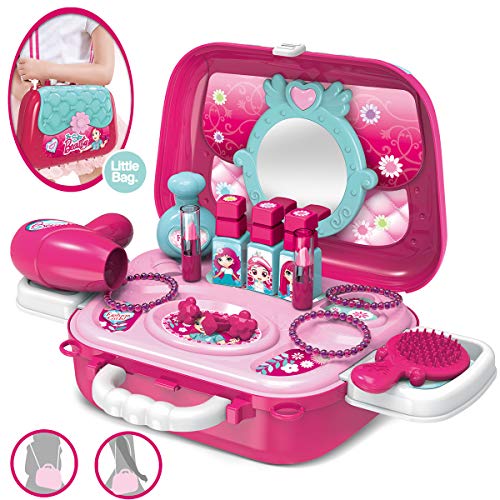 Dreamon Maletin De Belleza y peluqueria Juguete de joyería Set con Accesorios para niñas 3 años