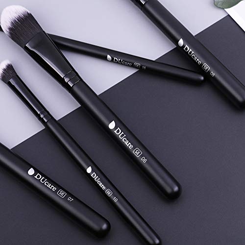 DUcare Brochas de Maquillaje Profesional Negro 27 pcs Maquillaje Profesional Pinceles Premium Synthetic Maquillaje de Ojos, Rubor, Contorno, Corrector, Pinceles Cosméticos