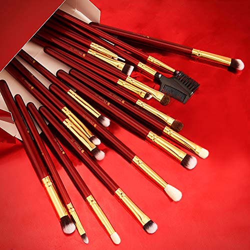 DUcare Brochas de Maquillaje Profesional Rojo 27 pcs Maquillaje Profesional Pinceles Premium Synthetic Maquillaje de Ojos, Rubor, Contorno, Corrector, Pinceles Cosméticos