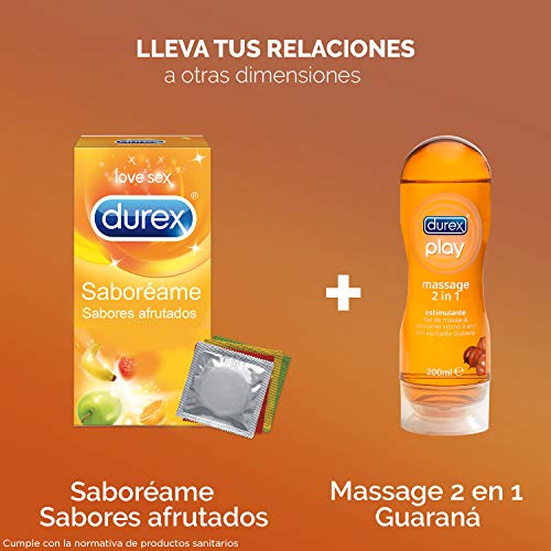 Durex Lubricante Play Massage 2 en 1 Gel de Masaje Corporal Erótico y Estimulante con Guaraná - 200 ml