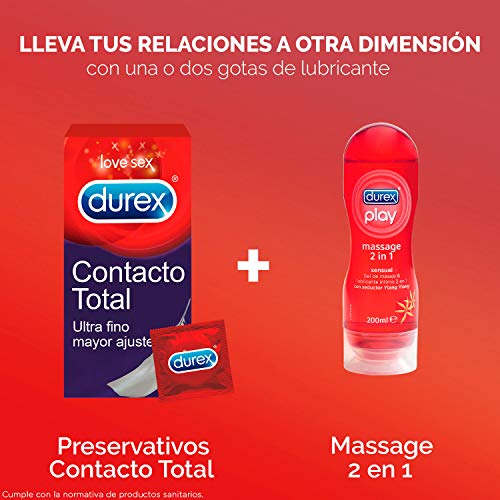 Durex Play Massage 2 en 1 Gel de Masaje Erótico y Lubricante Sensual con Ylang-Ylang 200 ml