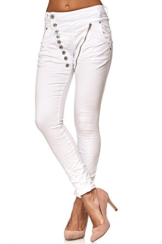 Elara Jeans para Mujer Boyfriend Baggy Botones Chunkyrayan Blanco C613K-1/F1 White 44/2XL