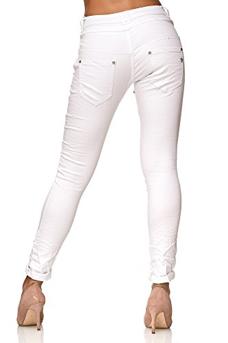 Elara Jeans para Mujer Boyfriend Baggy Botones Chunkyrayan Blanco C613K-1/F1 White 44/2XL