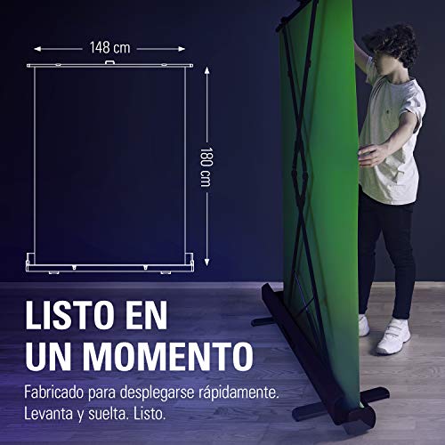 Elgato Green Screen - Panel Chromakey Plegable para Eliminación del Fondo con Marco Autodesplegable, Tejido Verde Chroma Antiarrugas, Estuche Rígido de Aluminio, Colapsable (148 x 180 cm)