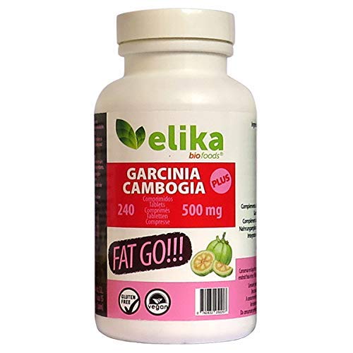 Elikafoods- Garcinia Cambogia Plus 60% HCA, 240 comprimidos 500mg, tratamiento para 2 meses!!! adelgazante, sin cafeína, ni estimulantes artificiales.100% natural, vegano y sin gluten.