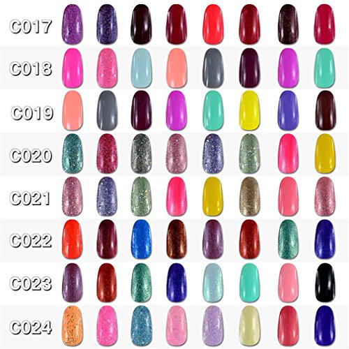 Elite99 Kit Uñas de Gel Esmalte Semipermanente 8pcs Colore Gel Coat Shellac Laca Soak Off Top Coat Base Coat UV LED Manicura Arte 7ml-C002