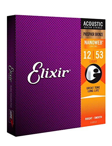 Elixir 16052 - Juego de cuerdas para guitarra acústica de fósforo/bronce.012-0.053