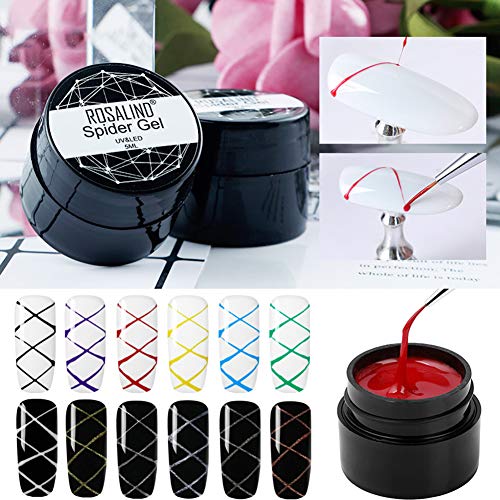 Esmalte y cuidado de uñas DIY línea de tiro de seda araña pintura de dibujo Gel UV Nail Art Lacquer barniz uñas aceite decoración de uñas, remojar, larga duración, diseño de araña -21