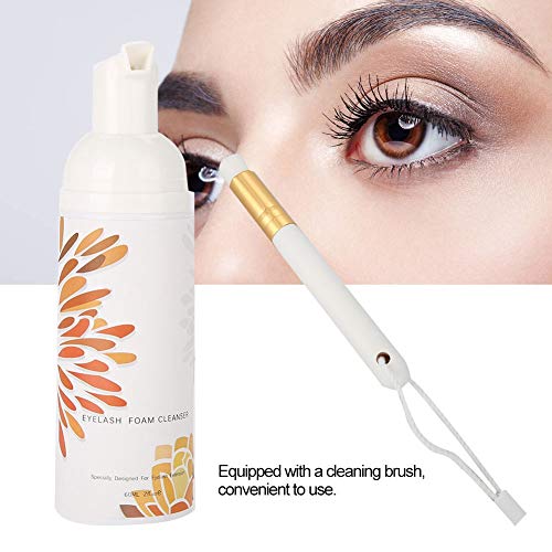 Espuma Limpiadora para Pestañas, Limpiador de Extensión de Pestañas para Ojos y Pestañas Herramienta de Champú(01# Eyelash Cleanser Foam + Gold Brush)