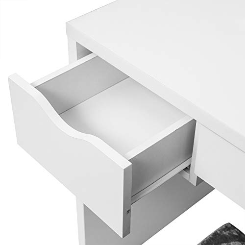 EUGAD Juego Mesa de Tocador con Taburete Tocador Moderno Escritorio con Espejo Mesa de Maquillaje con 3 Cajones Madera 100x49,5x129,5cm Blanco 0011SZT