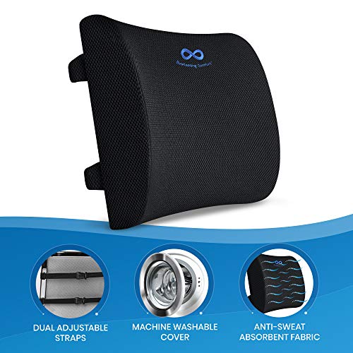 Everlasting Comfort - Almohada de apoyo lumbar para silla de oficina - Cojín lumbar de espuma viscoelástica pura para coche (Negro)