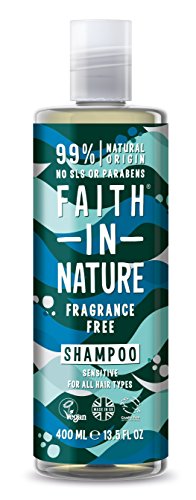 Faith in Nature Champú Natural sin Fragancia, Piel Sensible, Vegano y No Testado en Animales, sin Parabenos ni SLS, para Todo Tipo de Cabello, 400 ml