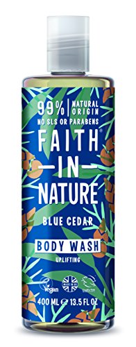 Faith in Nature Gel de Baño Natural de Cedro Azul, Revitalizante, Vegano y No Testado en Animales, sin Parabenos ni SLS, 400 ml