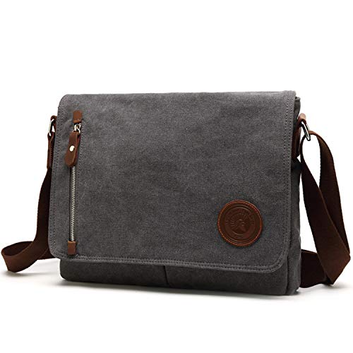 FANDARE Bolsa Mensajero Messenger Bag Crossbody Bolso Bandolera Shoulder Bag 14 Pulgadas Portátil Estudiante Viaje Trabajo Escuela Las Mujeres Hombre Bolso Dark Gris