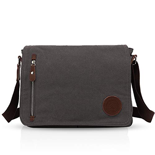 FANDARE Bolsa Mensajero Messenger Bag Crossbody Bolso Bandolera Shoulder Bag 14 Pulgadas Portátil Estudiante Viaje Trabajo Escuela Las Mujeres Hombre Bolso Dark Gris