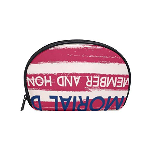 FANTAZIO bolsa de maquillaje con cremallera de la bandera americana para el día conmemorativo de bolso organizador