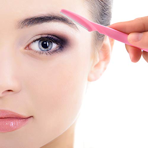 FEPITO 10 piezas de maquinillas de afeitar para cejas y cejas, eliminador facial para mujeres y hombres, 5 cuchillas de afeitar de cejas no plegables y 5 piezas de afeitadoras plegables para cejas