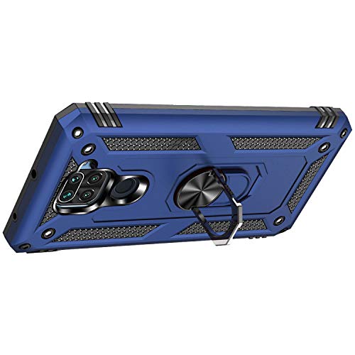 Fetrim - Funda para Redmi Note 9, doble capa a prueba de golpes con anillo de rotación para Xiaomi Redmi Note 9, color azul marino