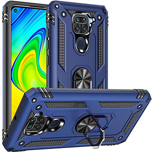 Fetrim - Funda para Redmi Note 9, doble capa a prueba de golpes con anillo de rotación para Xiaomi Redmi Note 9, color azul marino