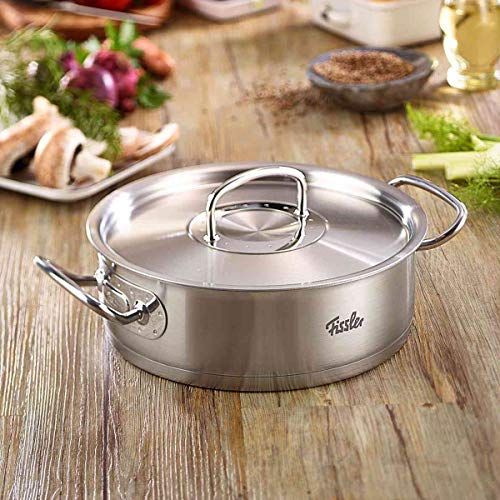 Fissler original-profi collection / Rustidera de acero inoxidable (4,6 litros, Ø 24 cm), con tapadera, apta para cocinas de inducción, gas, vitrocerámica y eléctricas