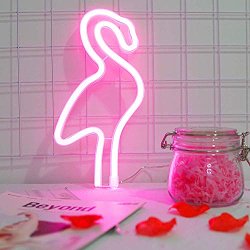 Flamenco rosado luz de neón de la lámpara del flamenco señales de neón luces de la noche LED para la decoración de lámparas de batería/USB Operado luces LED para decoración de paredes niñas Habitac