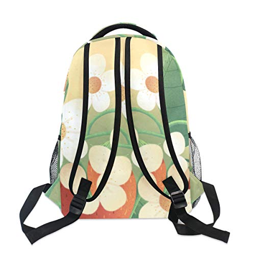 Flor Silvestre Blanca Mochila Escolar Impermeable Mochilas Escolares para Estudiante Adolescentes Niñas Niños