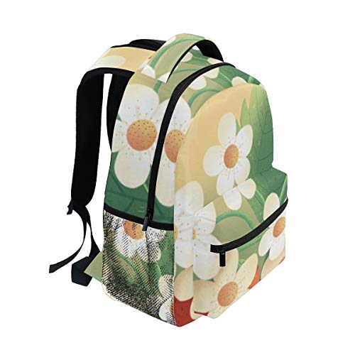 Flor Silvestre Blanca Mochila Escolar Impermeable Mochilas Escolares para Estudiante Adolescentes Niñas Niños