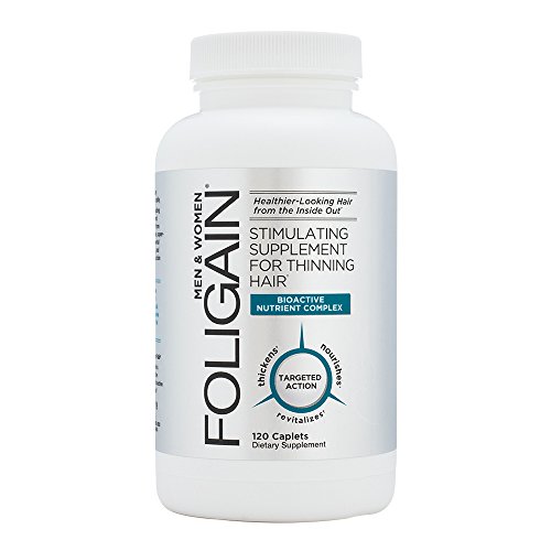 FOLIGAIN - Suplemento estimulante para la pérdida de cabello - Con biotina, ácido fólico, zinc, palma enana americana y ginkgo biloba - 120 Cápsulas