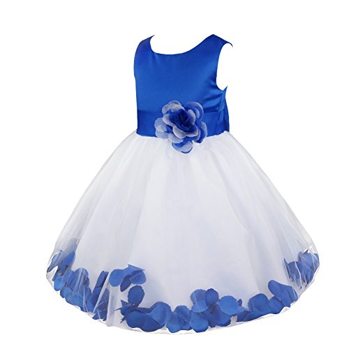 Freebily Vestido Elegante Boda Fiesta con Flores para Niña Vestido Blanco de Princesa para Chica Dama de Honor Top Azul 14 años