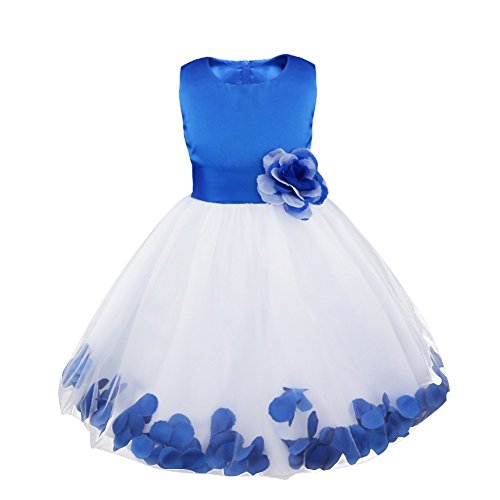 Freebily Vestido Elegante Boda Fiesta con Flores para Niña Vestido Blanco de Princesa para Chica Dama de Honor Top Azul 14 años