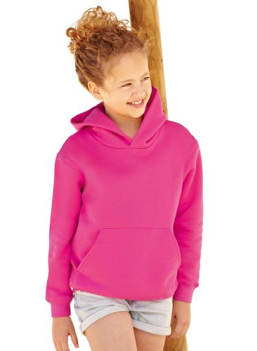 Fruit of the Loom - Sudadera clásica con capucha para niños, unisex, sin cremallera Rosa fucsia 7 años