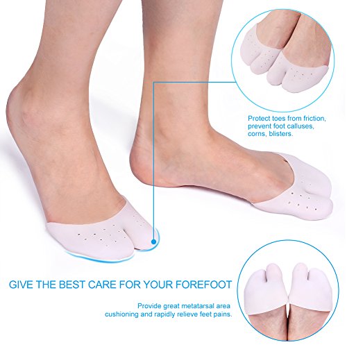 Funda de Gel para los Dedos de los Pies con protección para el antepié, Almohadillas Metatarsales soporte para pies con, cubierta protectora del pie de ballet para Zapatos de Tacón Alto