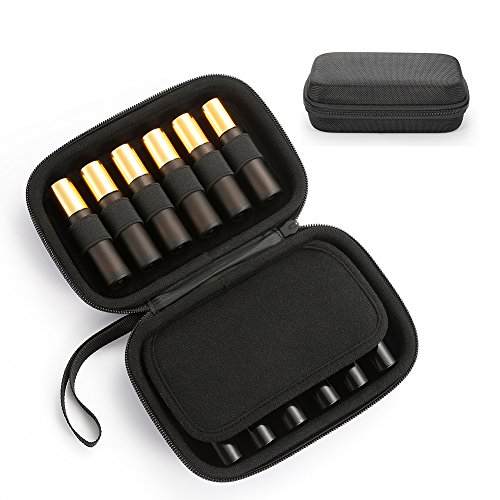 Funda de Transporte portátil para Aceite Essencial, Perfecto para Young Living，Doterra y más,Capacidad para 12 Botellas (Capacidad para 5 ml/10 ml y rollos de 10 ml)-Negro