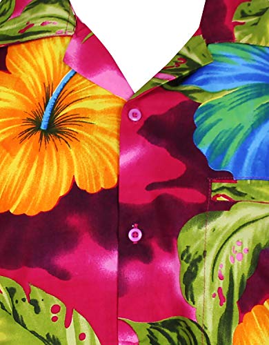 Funky Camisa Hawaiana, BigFlower, Pink, S