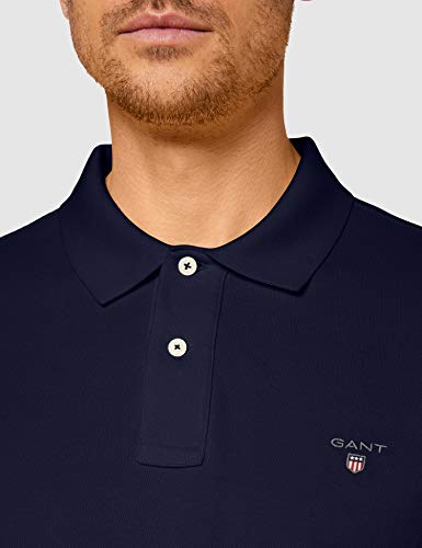 GANT Solid Pique SS Rugger, Polo para Hombre, Azul (Evening Blue), 56  (Talla del Fabricante: 3XL)