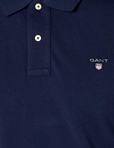 GANT Solid Pique SS Rugger, Polo para Hombre, Azul (Evening Blue), 56  (Talla del Fabricante: 3XL)