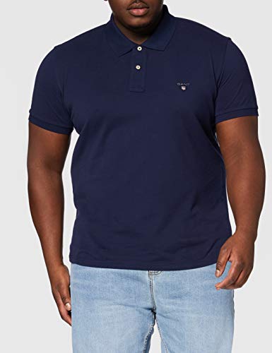 GANT Solid Pique SS Rugger, Polo para Hombre, Azul (Evening Blue), 56  (Talla del Fabricante: 3XL)