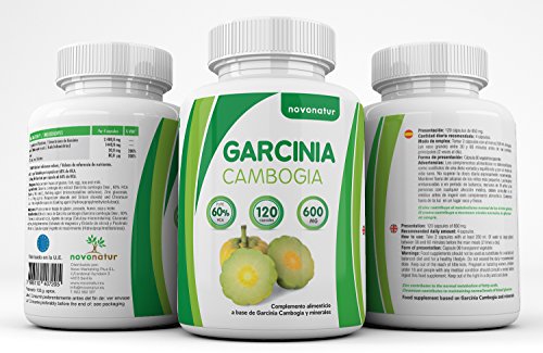 Garcinia Cambogia, 100% puro extracto de Garcinia Cambogia al 60% de HCA, 120 capsulas, supresor natural del apetito y quema grasas natural, enriquecido con Zinc y Cromo, favorece la perdida del peso