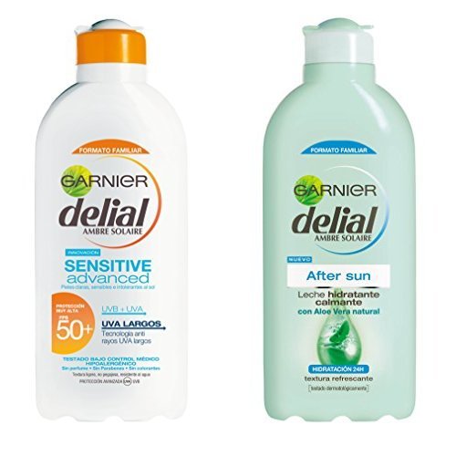 Garnier Delial Sensitive Advanced Leche Protector Solar IP50+ - 400 ml + Leche Hidratante After Sun - 400 ml