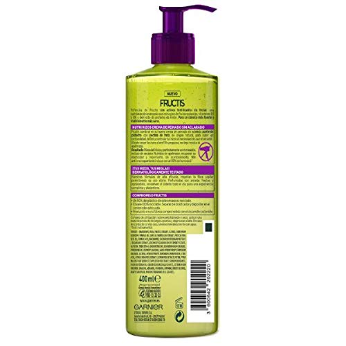 Garnier Fructis - Nutri Rizos Secado al Aire Crema Sin Aclarado para Pelo Rizado u Ondulado - 400 ml